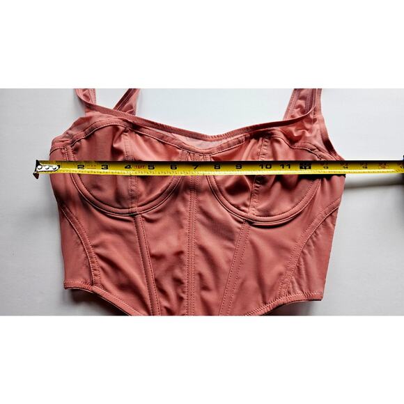 Anthropologie Mesh Corset Top, Hook and Eye Closures  Pink Sz M. New - Picture 6 of 11